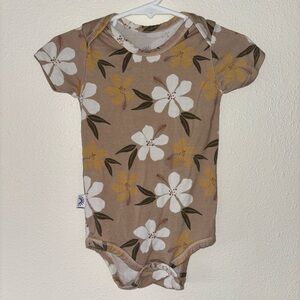 Floral Tan Baby Bamboo Onesie